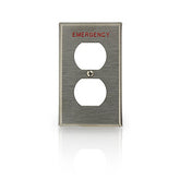 Leviton 84003-E40 1-Gang Duplex Device Engraved Emergency Receptacle Wallplate